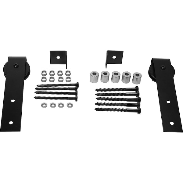 Ekena Millwork Exterior Dummy Roller Series Single-Panel Hardware Set, 2 Fixed J-Strap Hangers (track not included) GB6004EHMB - main